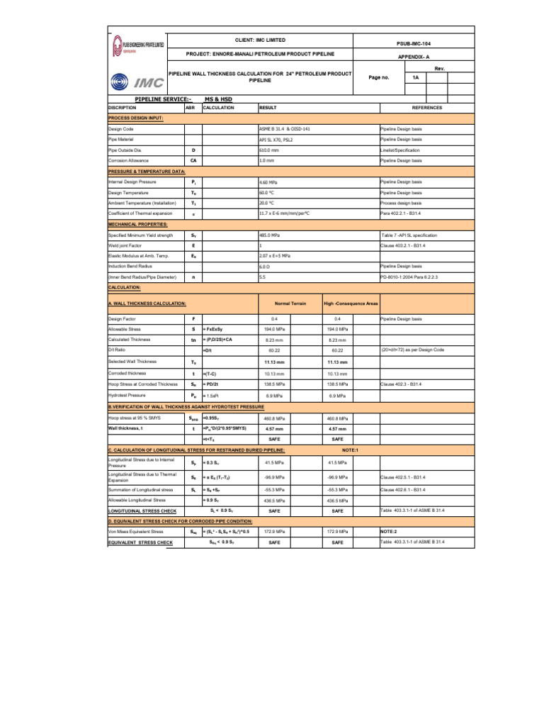 Wall Thickness Calculation for Pipeline | PDF | Pipe (Fluid Conveyance ...