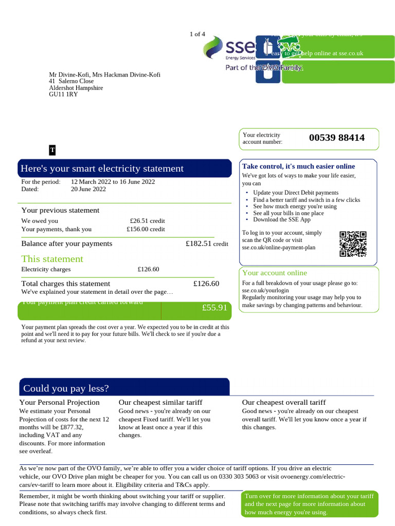 SSE Electricity Statement Overview | PDF
