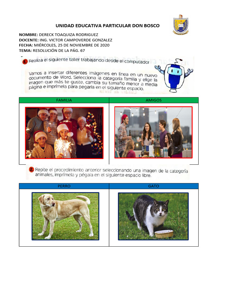 Resolución de Página 67: Familia y Amigos | PDF