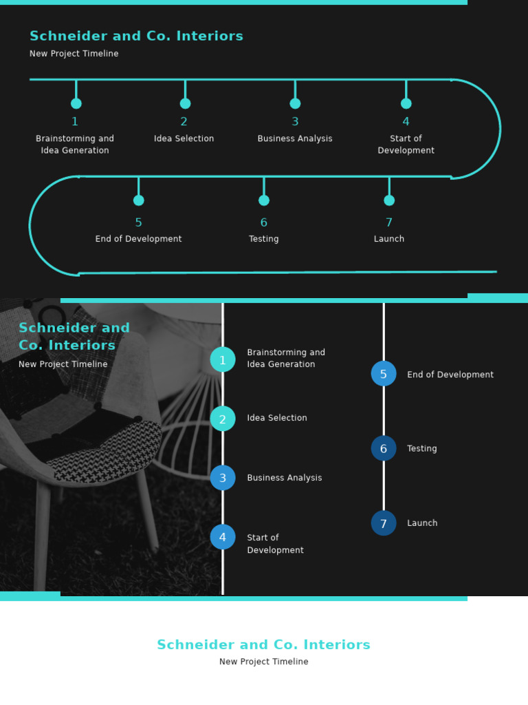 Timeline Visual Charts Presentation in Aquamarine Black White Simple ...
