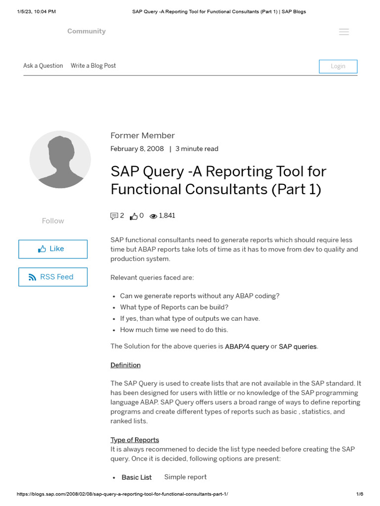 SAP Query for Functional Consultants | PDF | Databases | Software ...