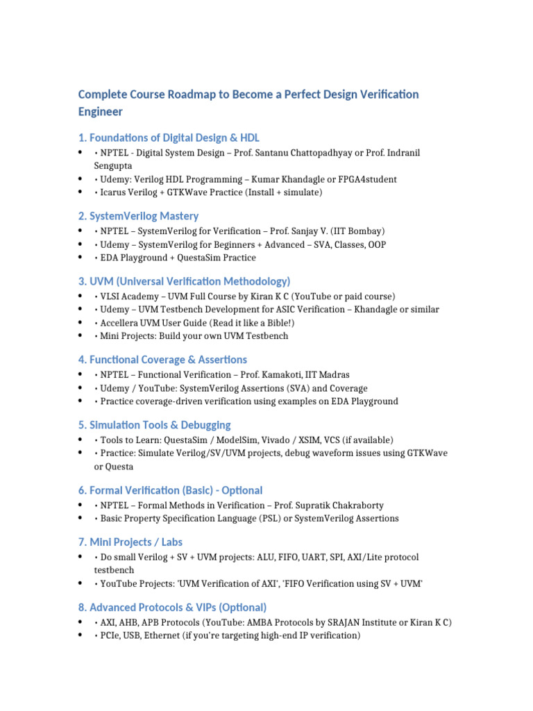 Design Verification Engineer Roadmap | PDF | Hardware Description ...