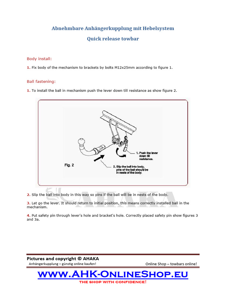 Quick Release Towbar Installation Guide | PDF