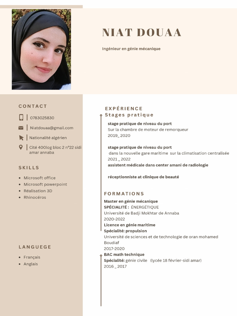 CV Français Professionnel Marron Simple - 20241109 - 191915 - 0000 | PDF