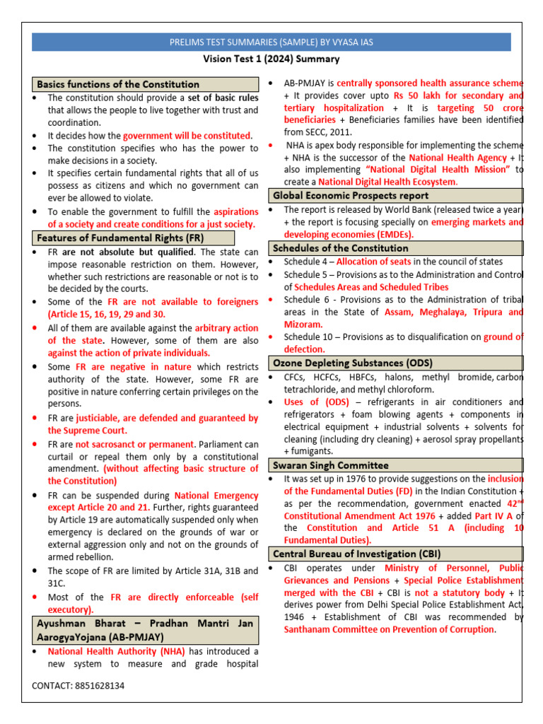 Prelims Test Summaries (Sample) | PDF | Chlorofluorocarbon | Government