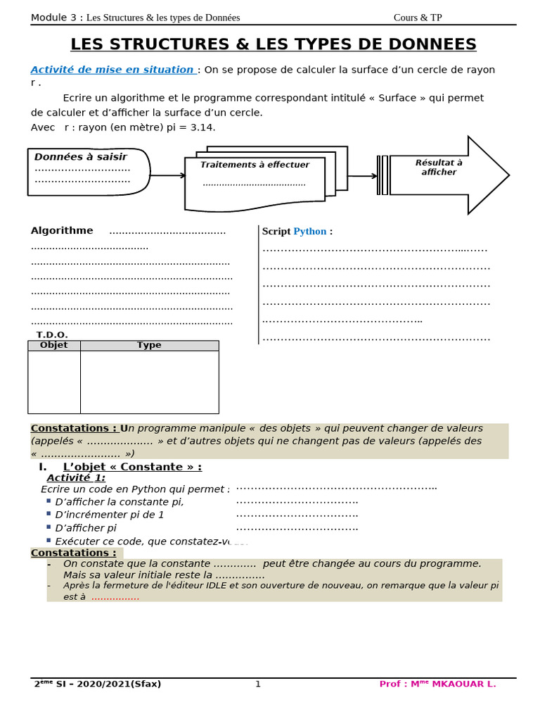 Structures et Types de Données en Python | PDF | Variable (informatique ...