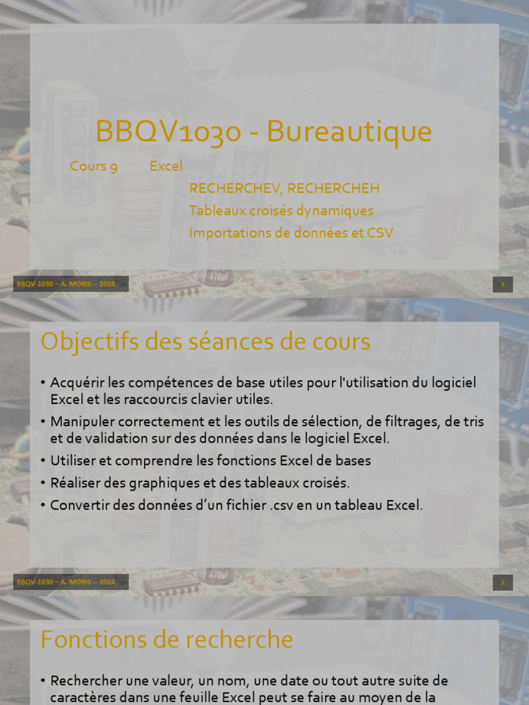 Excel : RECHERCHEV et TCD en Pratique | PDF | Microsoft Excel | Valeurs ...
