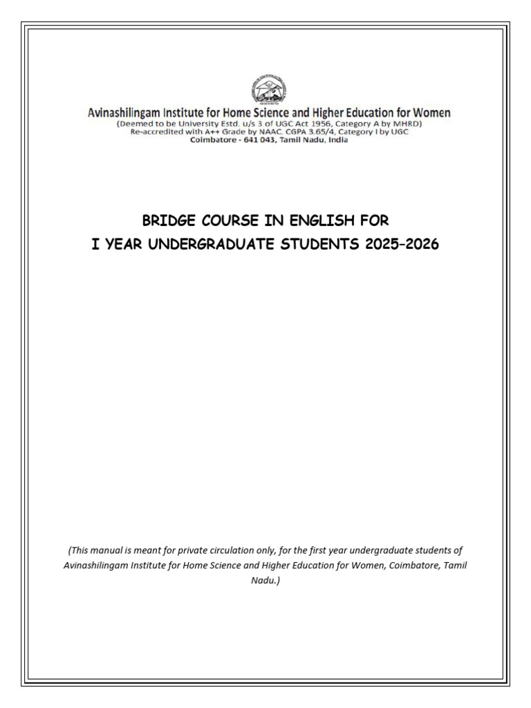 2025 2026 Bridge Course Manual Pdf Rainforest Tropics