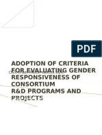 Adoption of Criteria for Evaluating r&amp;d Gender Responsiveness 2012