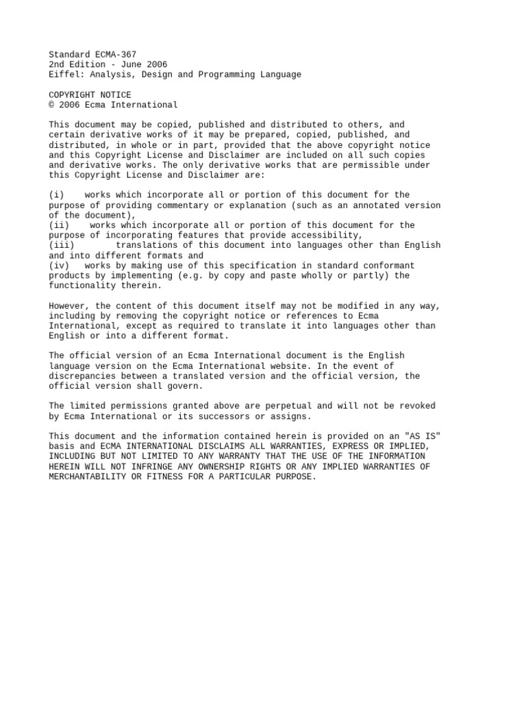 ECMA-367: Eiffel Language Standard | PDF