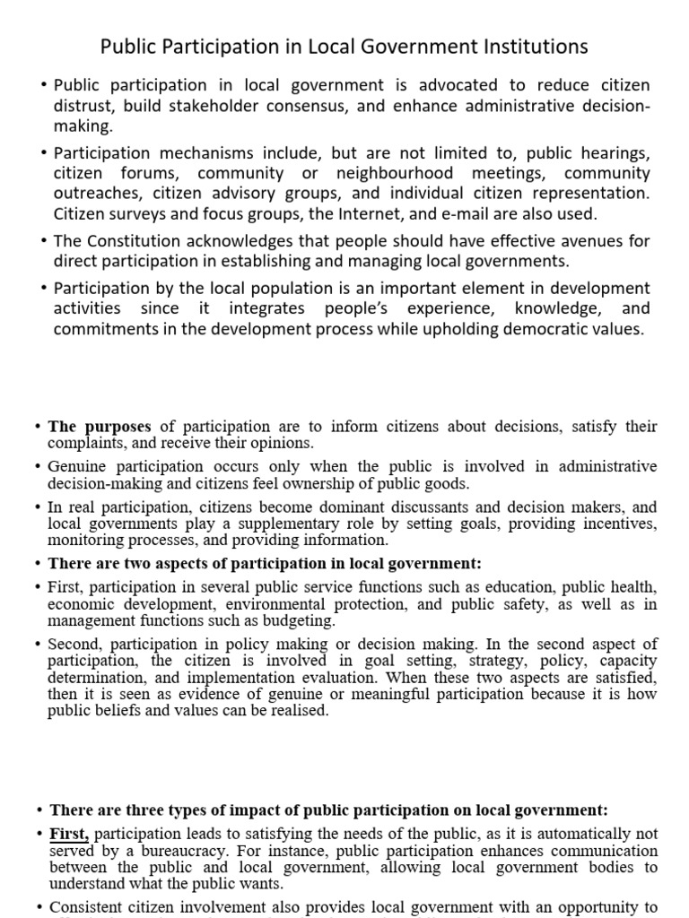 Enhancing Public Participation in Local Government | PDF | Decision ...