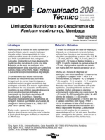 Limitações Nutricionais ao Crescimento de Panicum maximum cv. Mombaça