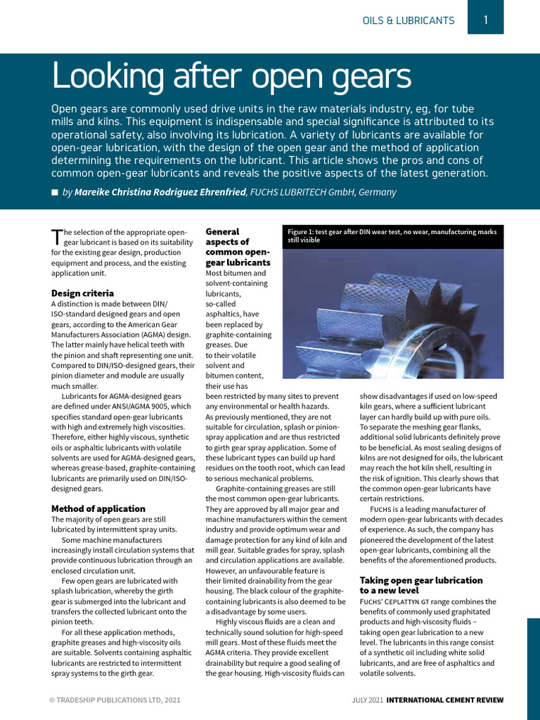 Open Gear Lubrication Solutions Guide | PDF | Gear | Lubricant