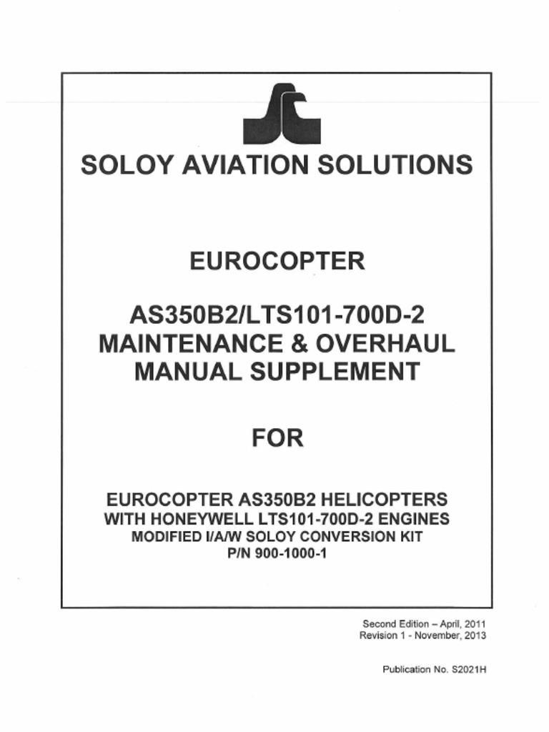 LTS101-700D-2 Maintenance Manual Supplement | PDF | Turbine | Machines