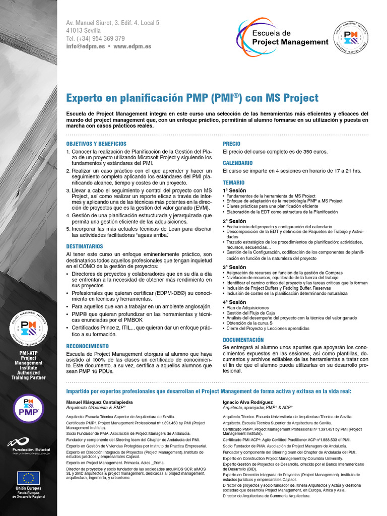 Curso PMP con MS Project en Sevilla | PDF | Gestión de proyectos ...