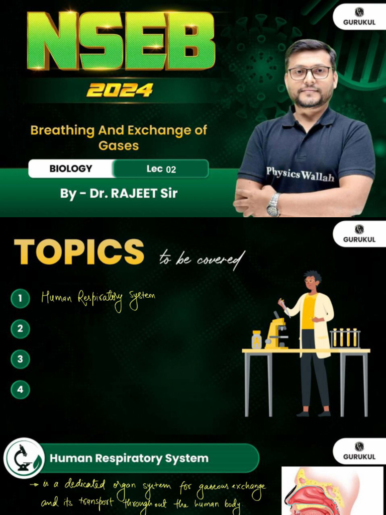 Breathing and Exchange of Gases 02 Class Notes NSEB 2024 | PDF