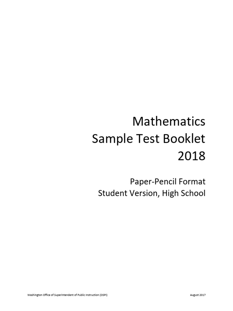 2018 High School Math Sample Test | PDF | Triangle | Numbers