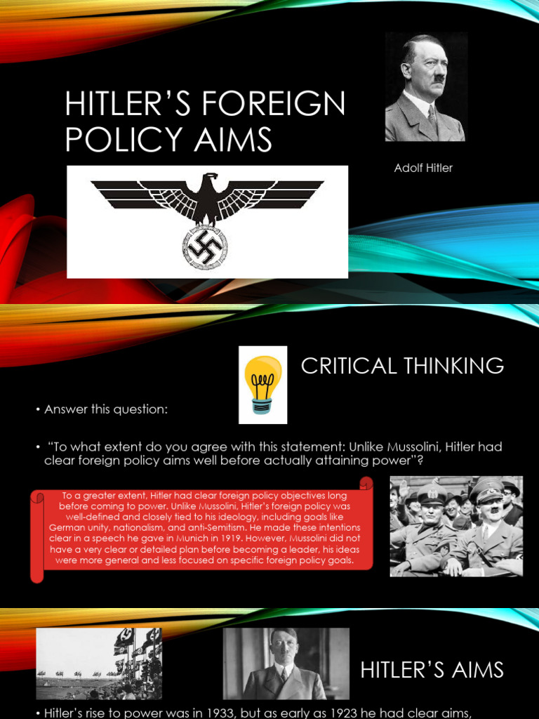 Hitler's Clear Foreign Policy Aims | PDF | Adolf Hitler | Nazi Germany