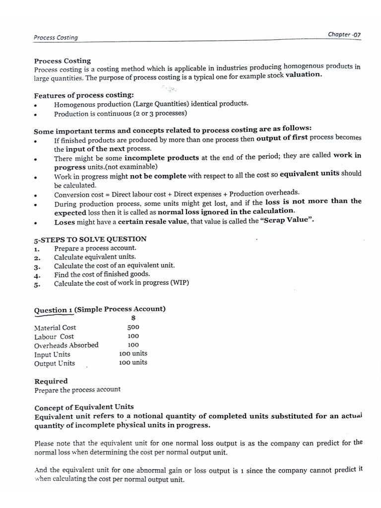 Process Costing With Practice Questions | PDF