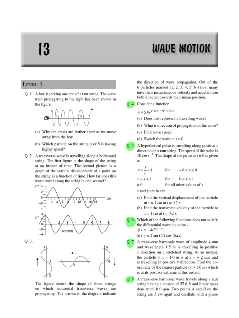 Wave Motion Problems for JEE Advanced | PDF | Sound | Waves