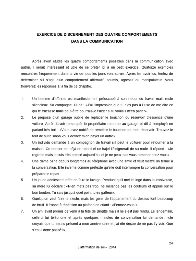 Discernement des comportements en communication | PDF