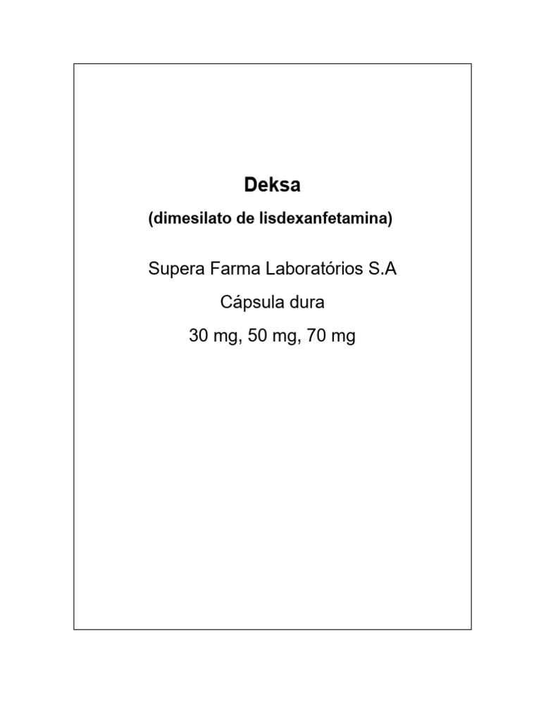 Deksa: Indicações e Composição do Medicamento | PDF | Transtorno de ...