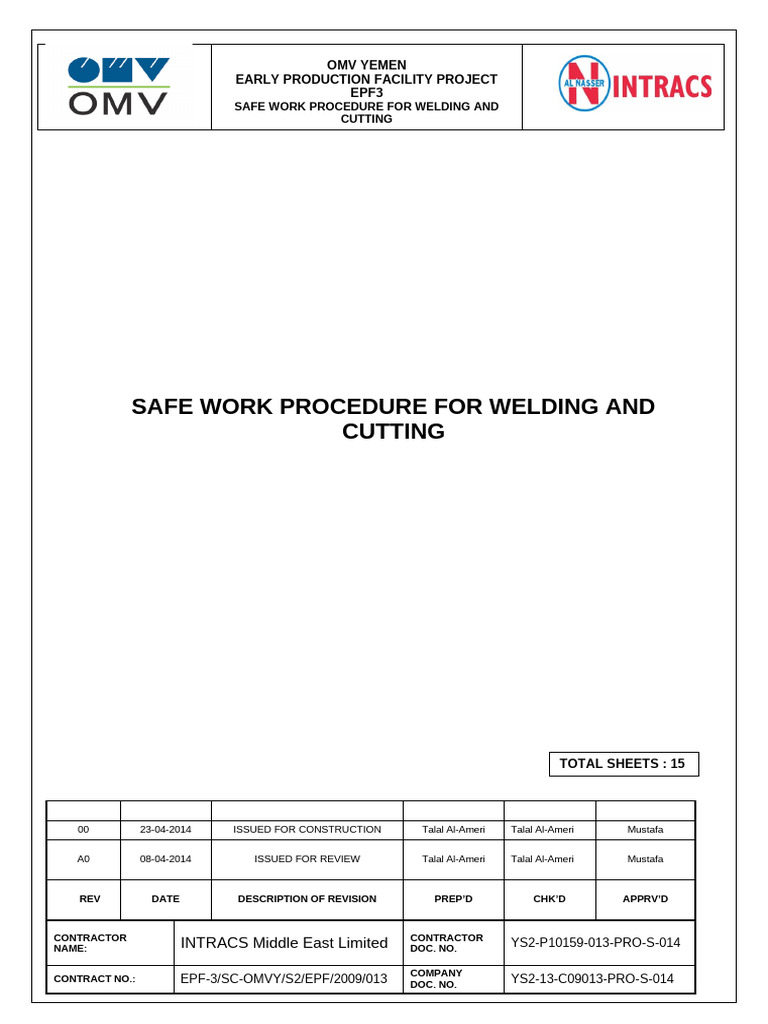 Welding and Cutting Safety Procedures | PDF | Welding | Construction