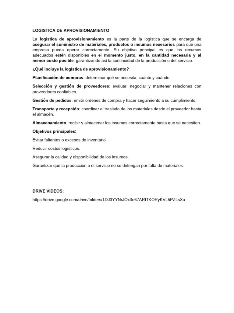 Logistica de Aprovisionamiento | PDF | Logística | Business