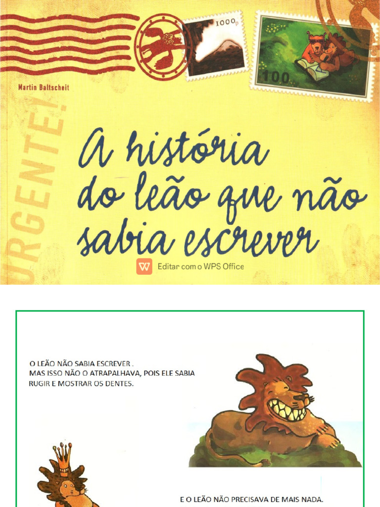 A Historia Do Leão Quenão Sabia Escrever | PDF