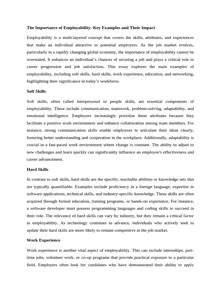 Enhancing Employability Skills for Success | PDF | Skill | Cognition