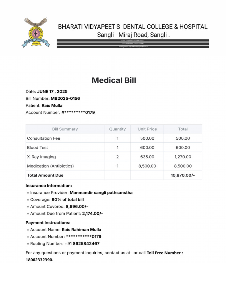 Medical Bill Template | PDF