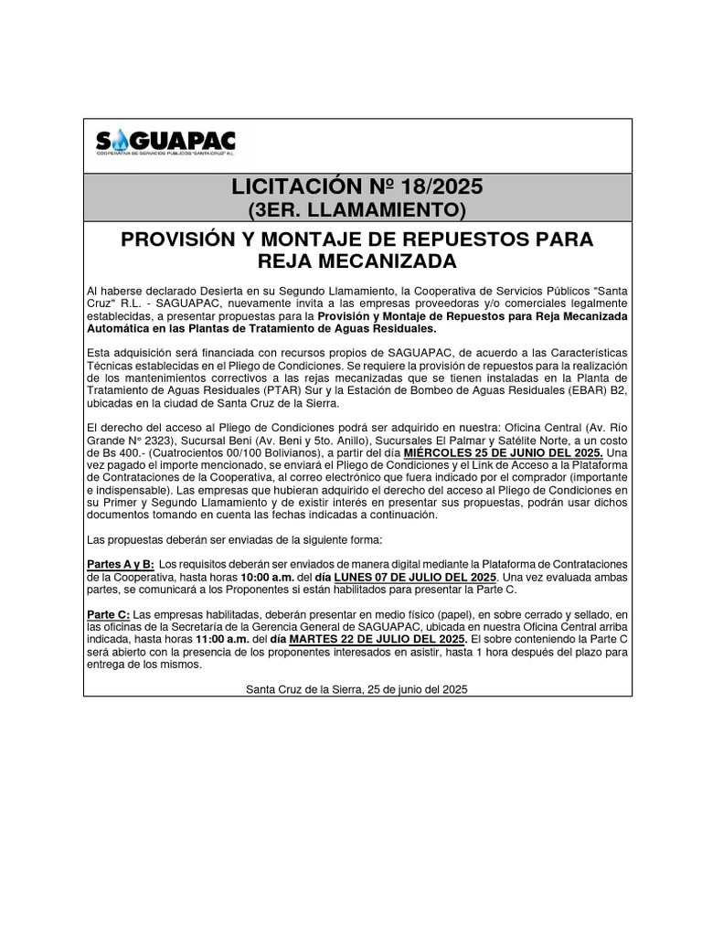 UTF-8QLic - 18-2025 - (3er - Llamamiento) - A UTF-8Qviso - P C3 BAblico ...