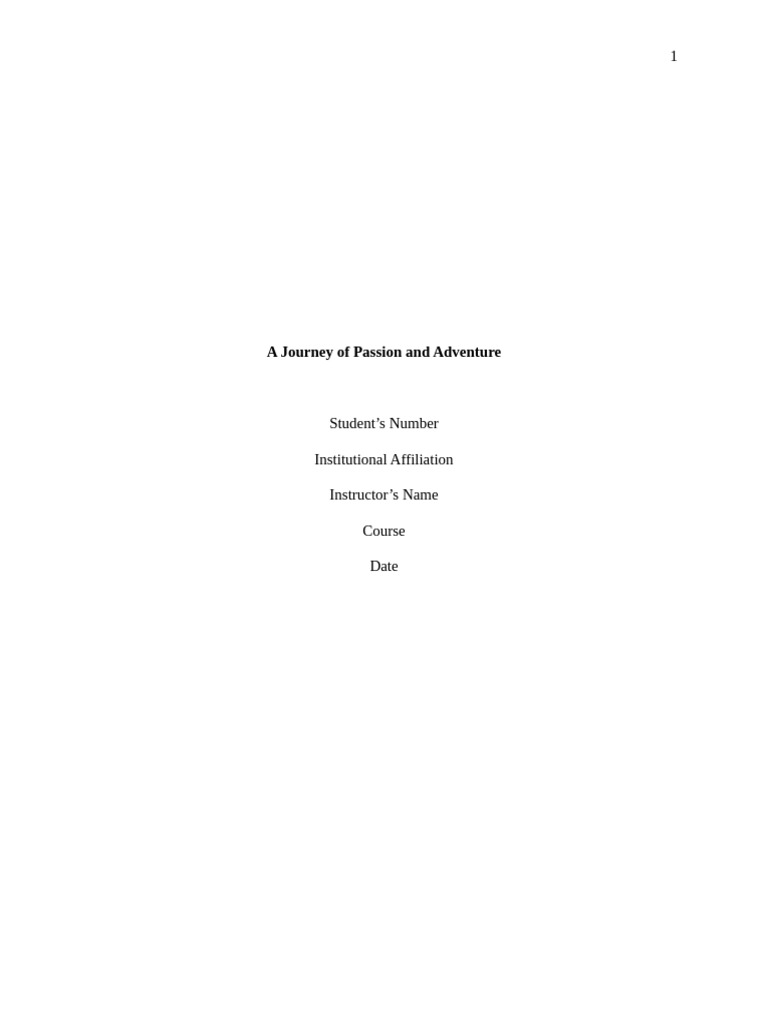 A Journey of Passion and Adventure PDF Goal Setting Social Psychology