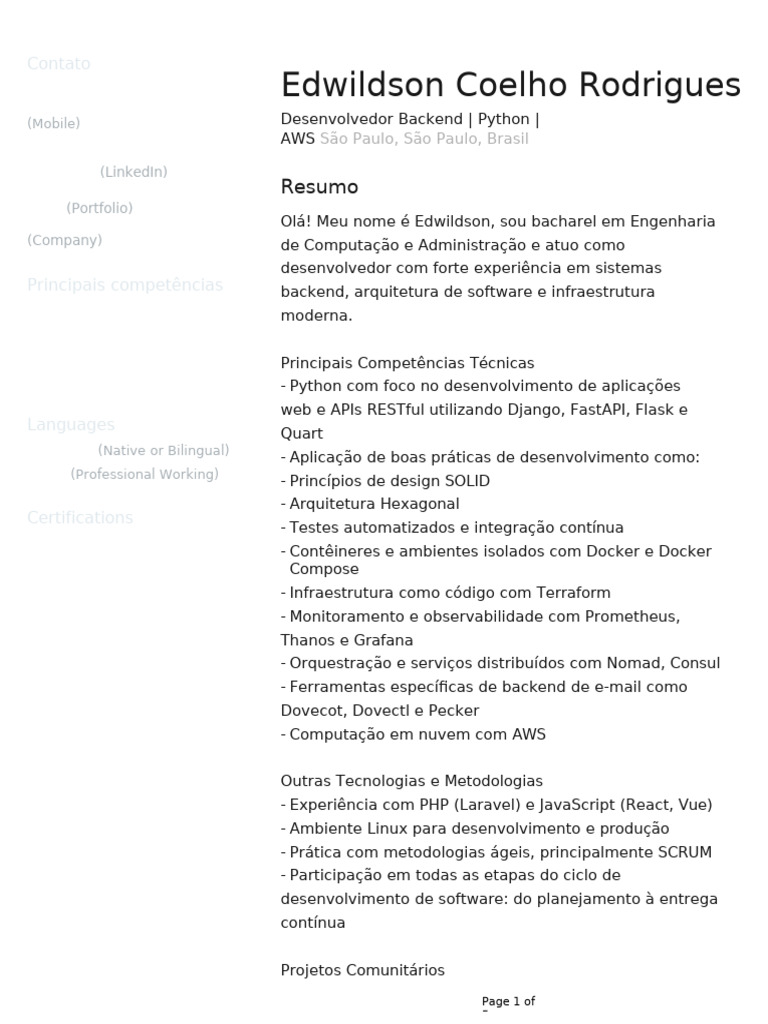 Desenvolvedor Backend Python e AWS | PDF | Python (linguagem de ...