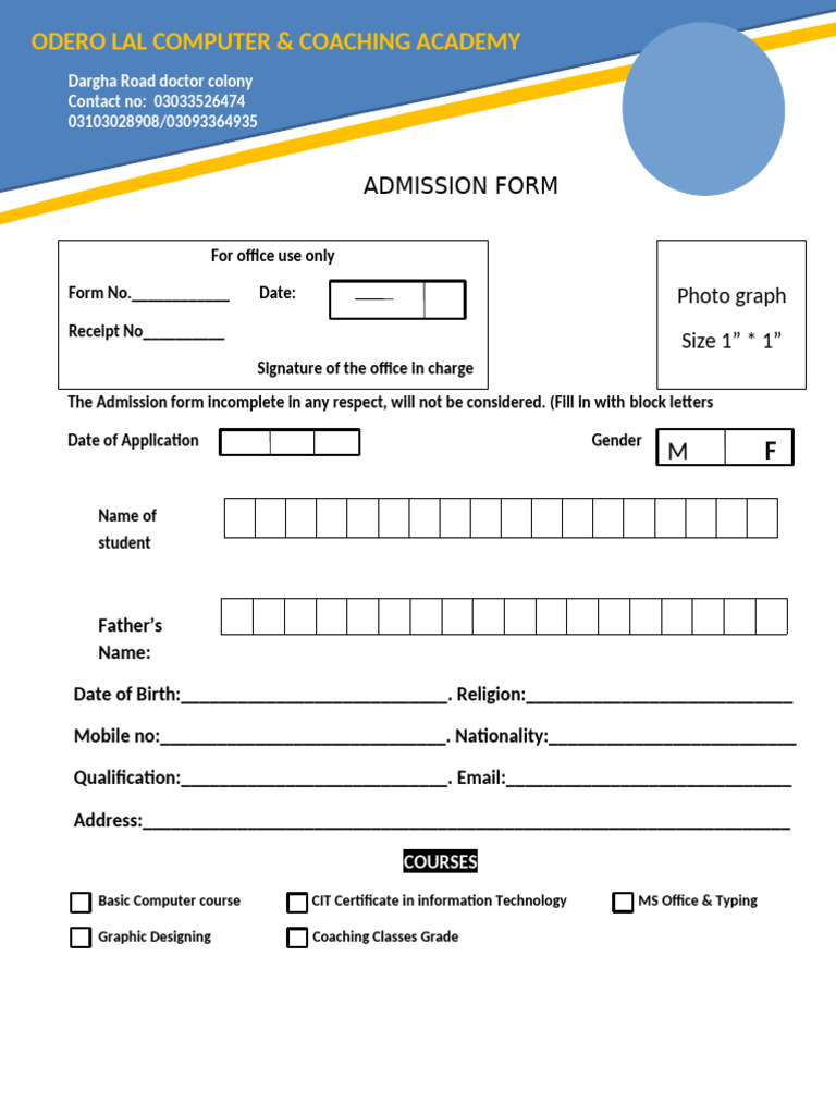 Admission Form | PDF