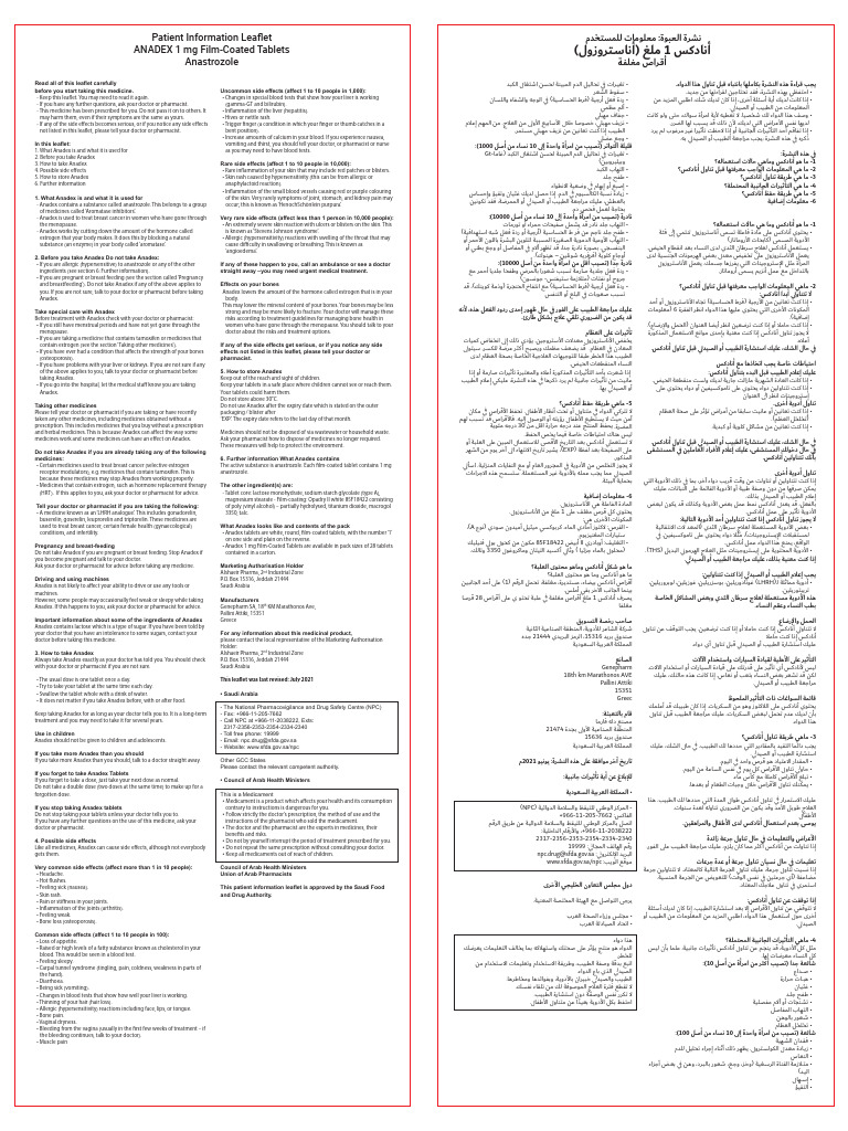 Anadex Tablet Patient Information | PDF | Endocrine System | Medical ...
