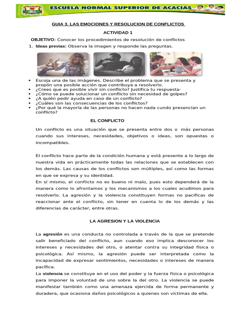 Resolución de Conflictos Escolares | PDF | Conflicto (proceso) | Las ...