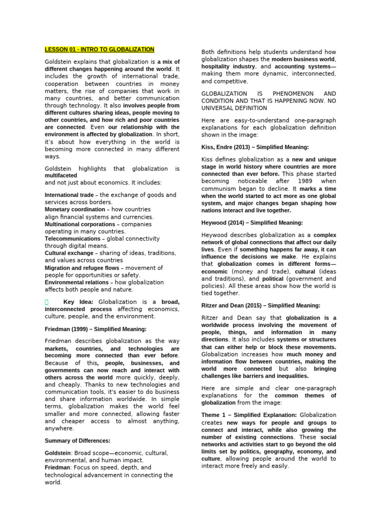 Lesson 1 - 3 Notes | PDF | Mercantilism | Globalization