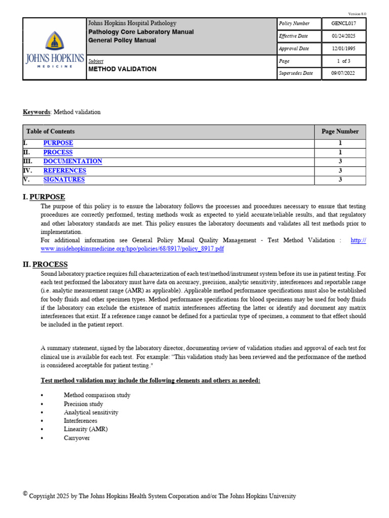Pathology Method Validation Policy | PDF | Accuracy And Precision ...