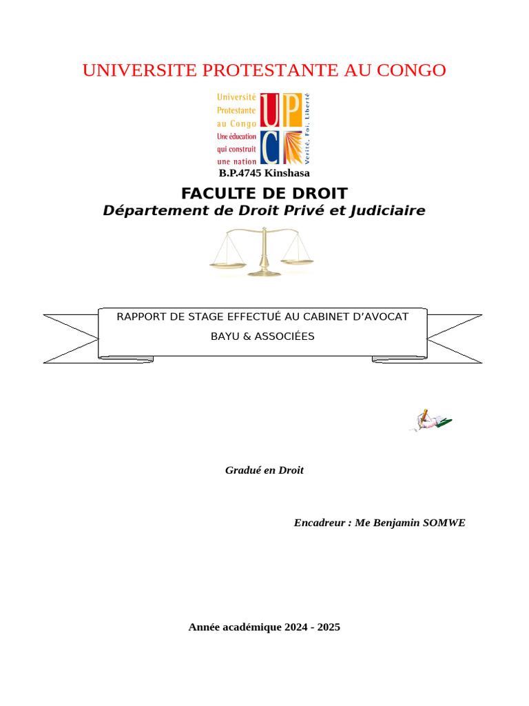 Rapport de stage au cabinet d'avocat | PDF | Avocat | Droit politique