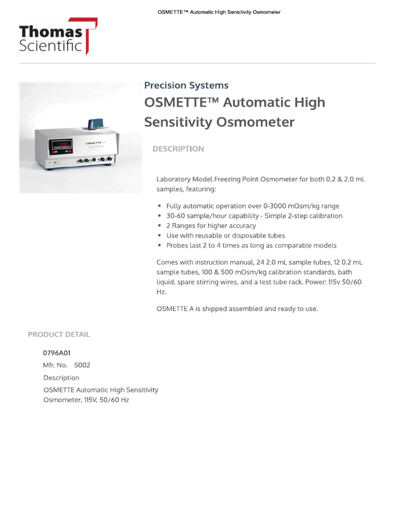 5002 - Osmometer - Precision Systems | PDF