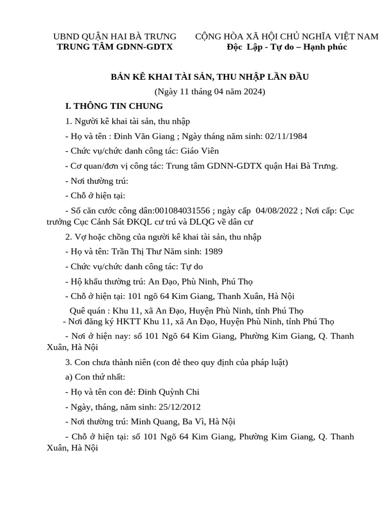 Mau Ban Ke Khai Tai San Mẫu | PDF