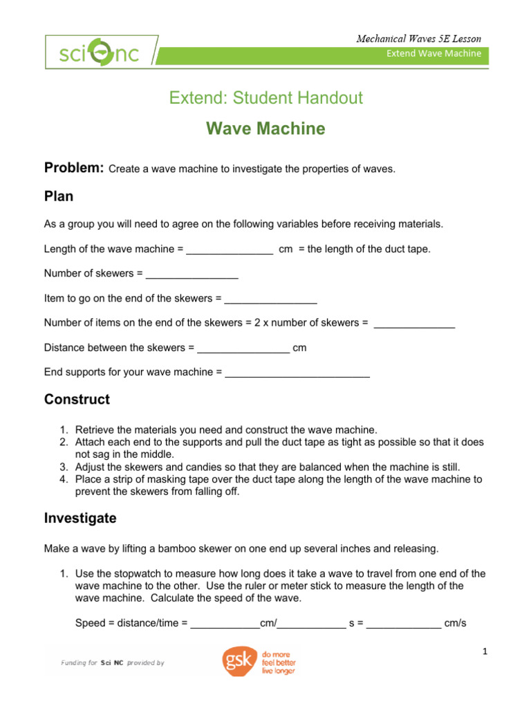 Build and Test a Wave Machine | PDF | Waves | Wavelength