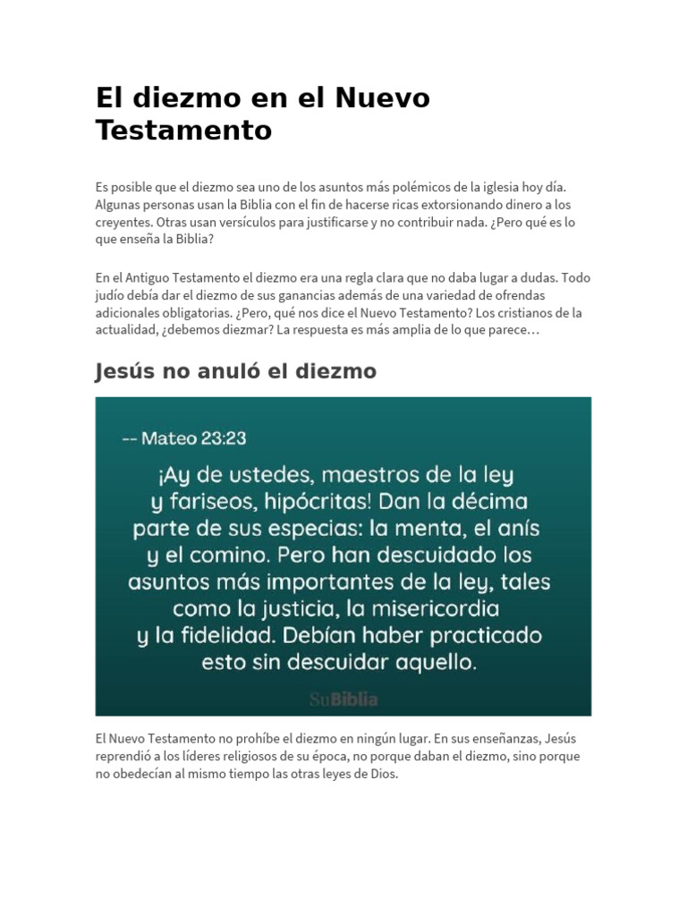 El Diezmo en el Nuevo Testamento | PDF | Abrahán | Diezmo