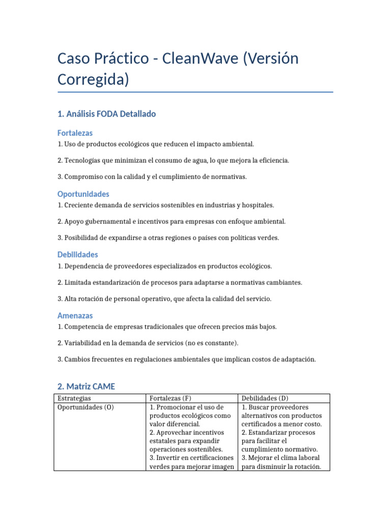 Caso CleanWave Completo Corregido | PDF | Sustentabilidad | Calidad ...