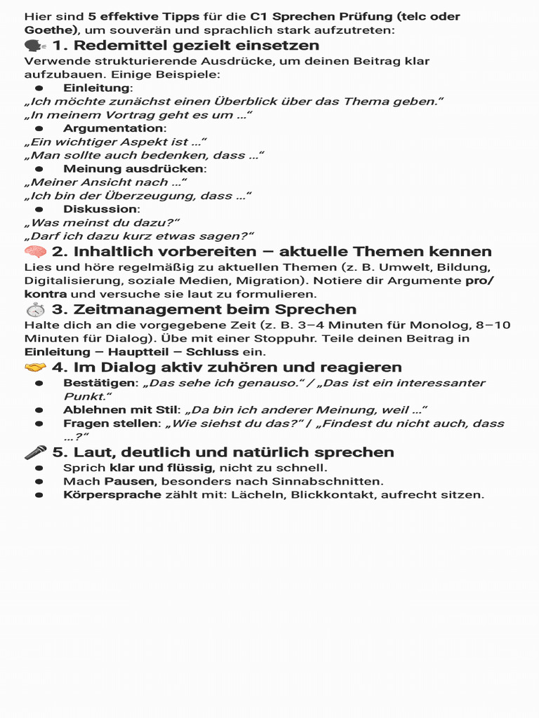 C1 Sprechen Tips | PDF
