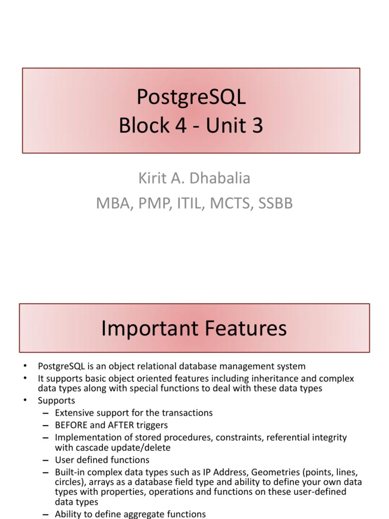 Mcs - 043 Book 4 Unit 3 Postgresql | PDF