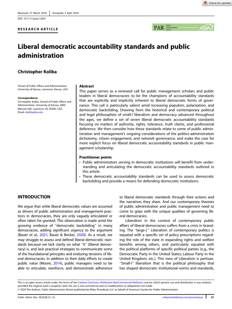 Liberal Democratic Accountability Standards | PDF | Liberal Democracy ...