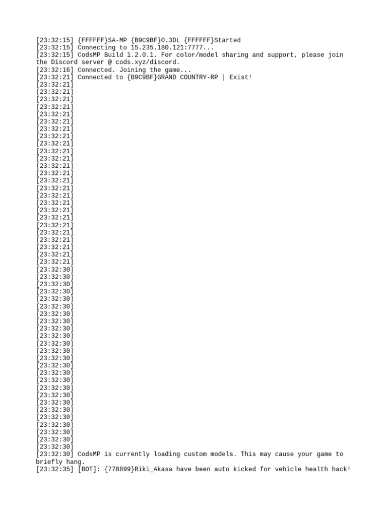 SA-MP CodsMP Gameplay Log | PDF