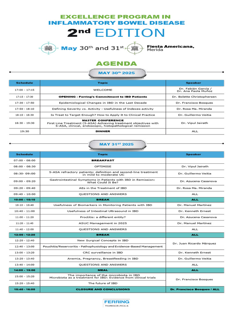 IBD Excellence Program Agenda 2025 | PDF | Inflammatory Bowel Disease ...